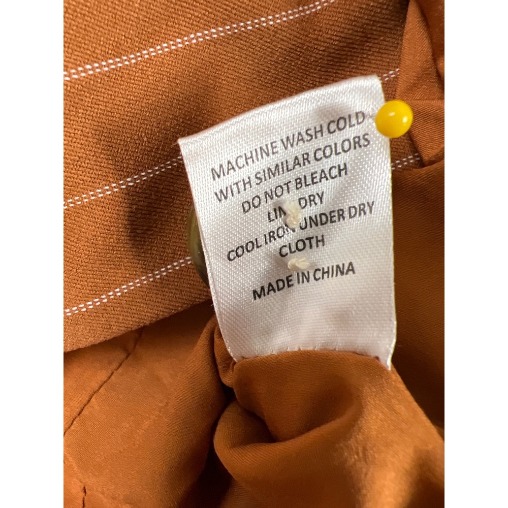 Fanco Cropped Blazer Women S Brown Pinstriped Double Breasted Epaulette Jacket - Picture 3 of 12